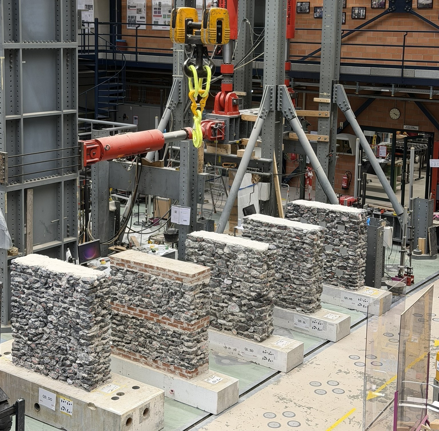 Multi-leaf rubble stone masonry walls.